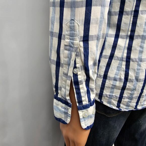 Brooks Brothers Men Shirt Milano Fit Size M Blue Navy White Plaid Button down - Picture 8 of 12